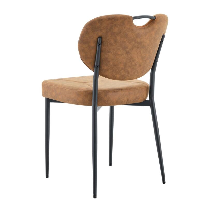 Set of 4, 20" PU Leather Upholstered Dining Chairs with Metal Legs