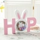 preview thumbnail 15 of 37, Glitzhome Wooden Happy EASTER HOP with Artificial Rattan Table Sign Decor Centerpiece
