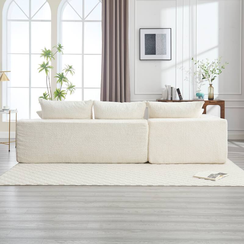 Floor Standing Chaise Lounge Couch L-shape Sectional Sofa with Ottoman