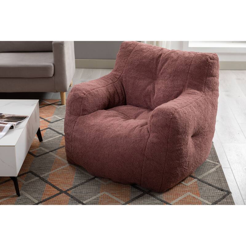 010-Soft Teddy Fabric Tufted Foam Bean Bag Chair