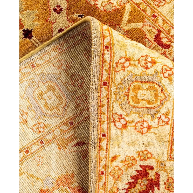 Overton Hand Knotted Wool Vintage Inspired Traditional Ottoman Yellow Area Rug - 3' 2" x 5' 4"