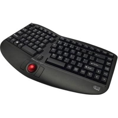 Adesso Wkb-3150Ub - Wireless Ergonomic Keyboard With Built-In Removable Trackball And Scroll Wheel, Split Key, Long Batt