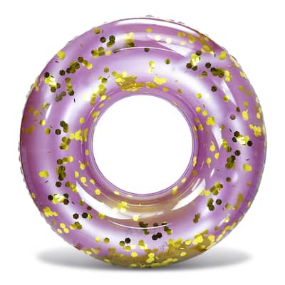 CoTa Global Inflatable Purple Gold Pool Float Tube with Confetti - 36 inches