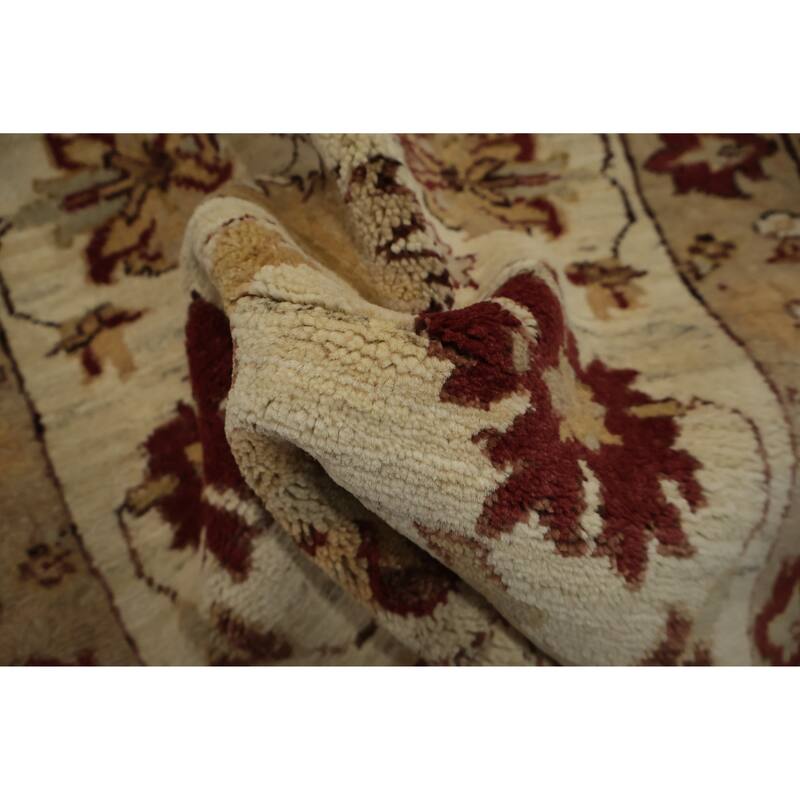 Hand Knotted Oriental 100% Wool Carpet Traditional Floral Beige & Ivories Peshawar Area Rug - 2' 9'' X 2' 2''