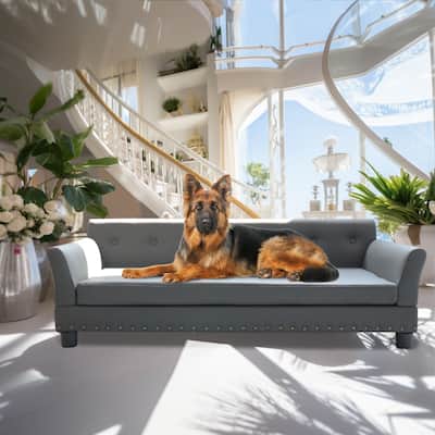 Leather Orthopedic Dog Sofa Elevated Bed Waterproof with Removal Cover