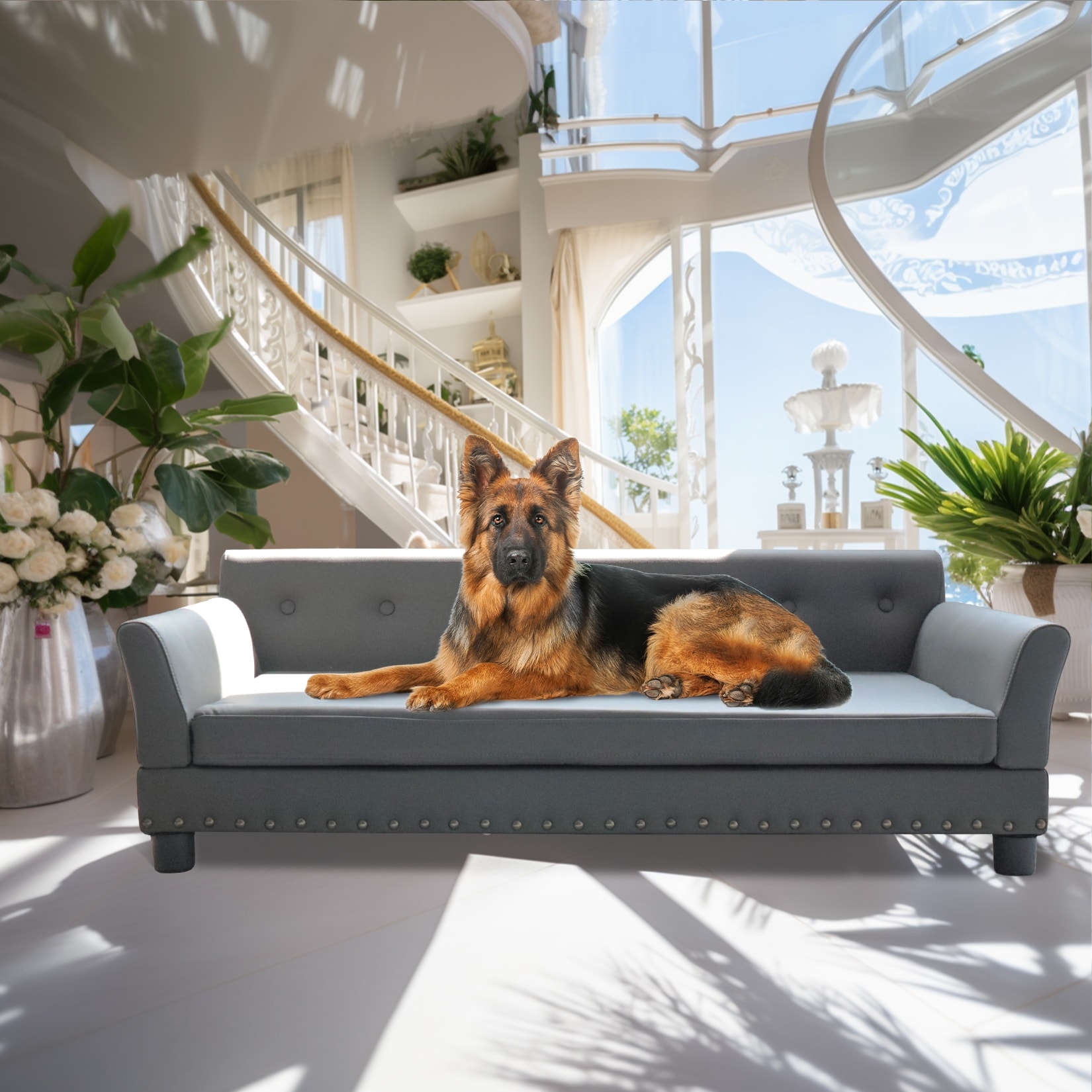 Leather Orthopedic Dog Sofa Elevated Bed Waterproof with Removal Cover