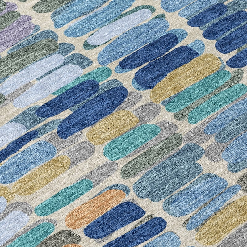 Machine Washable Indoor/ Outdoor Modern Caps Chantille Rug