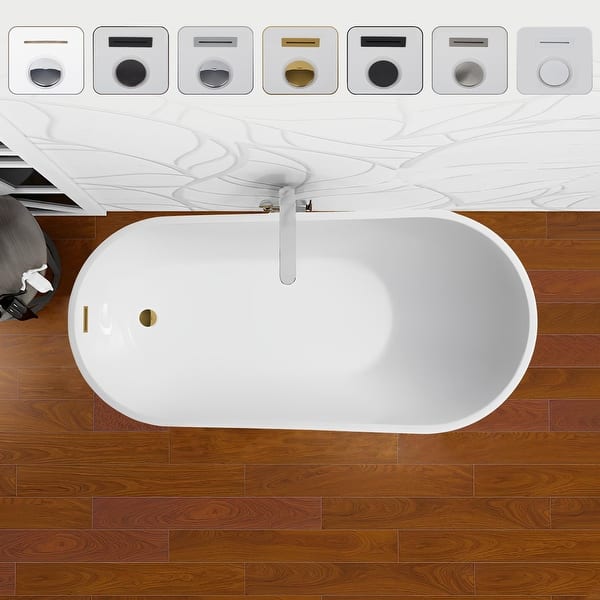 slide 2 of 39, Vanity Art 55" Acrylic Freestanding Soaking Bathtub with Air Bath Option Available