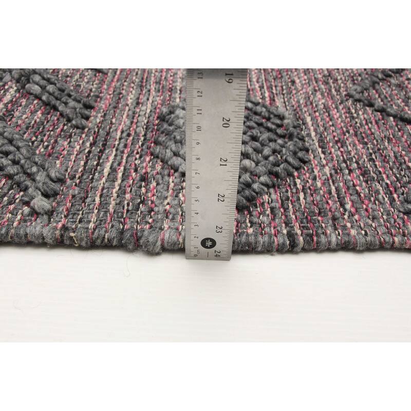 ECARPETGALLERY Braid weave Sienna Grey Wool Rug - 6'0 x 9'4