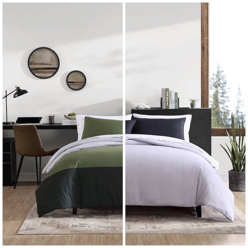Eddie Bauer Skyline Stripe Reversible Green Comforter Set