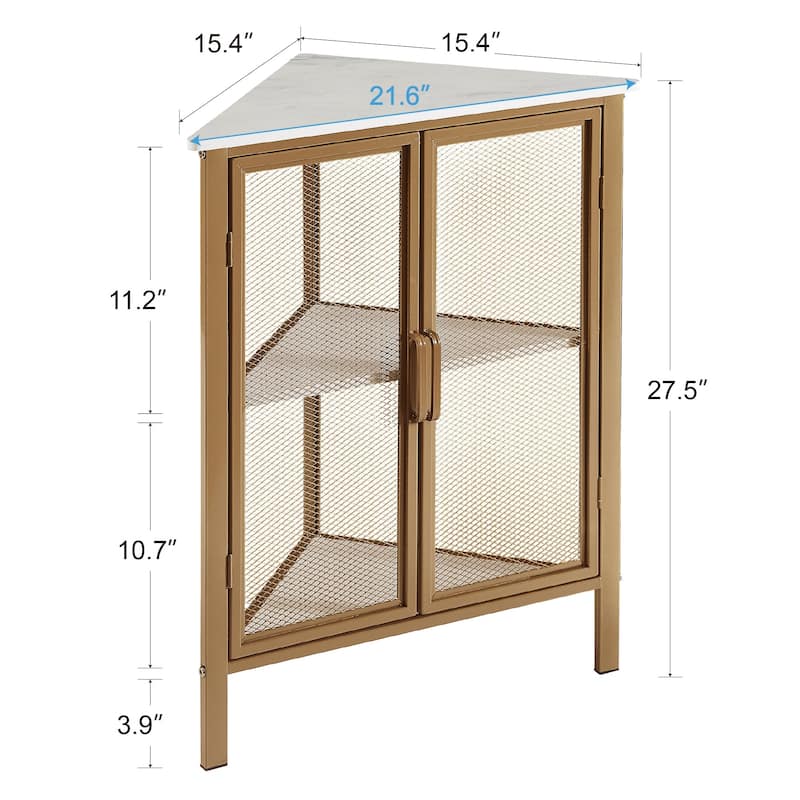 Industrial Triangle Corner Table with Dual Door and 3-tier Shelf Storage Cabinet
