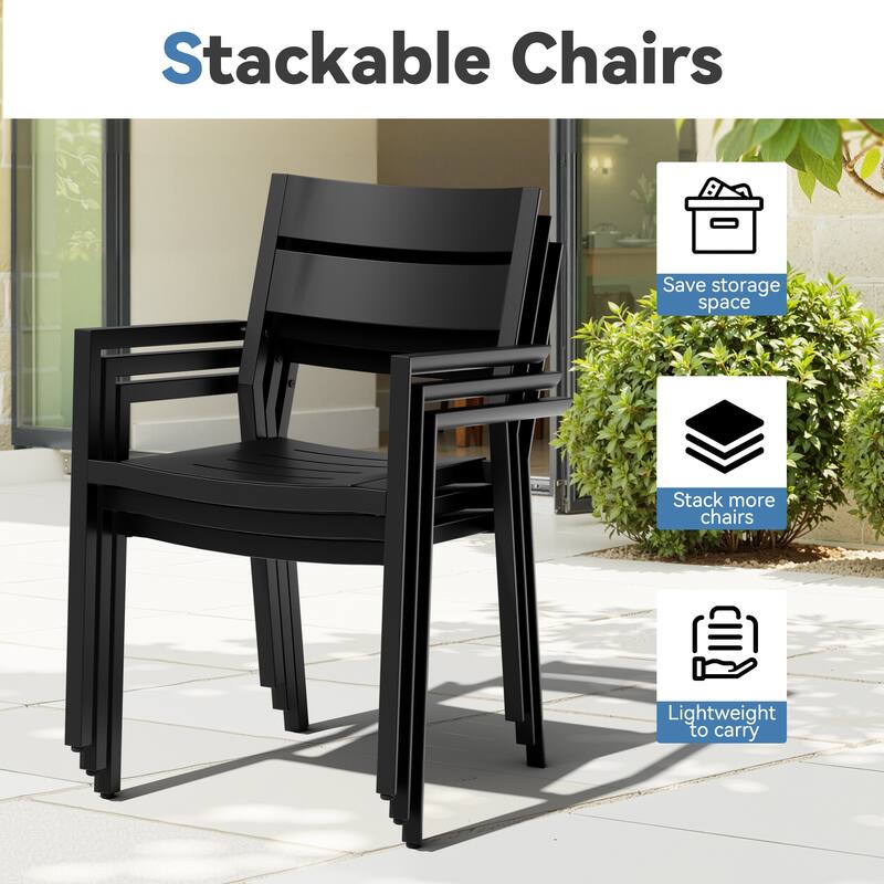VredHom 7-piece Aluminum Expandable Dining Set Table with Chairs Sets - N/A