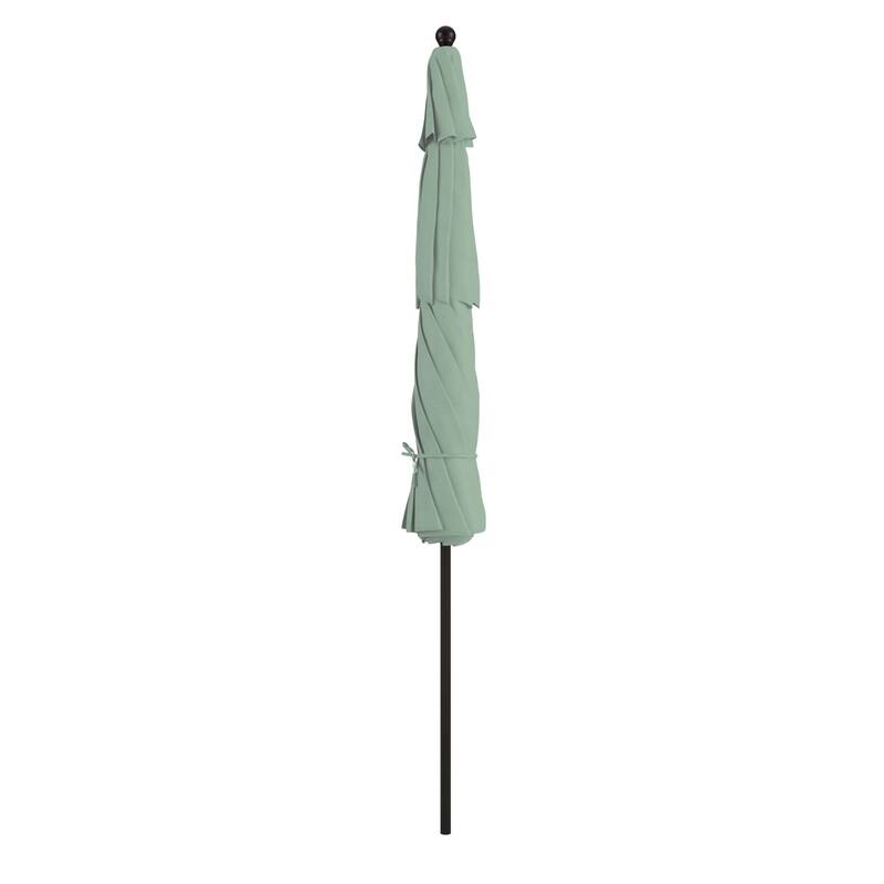 California Umbrella 11' Venture Series Patio Umbrella, Bronze Aluminum Pole Fiberglass Ribs Pulley Lift, Pacifica Pacific Blue