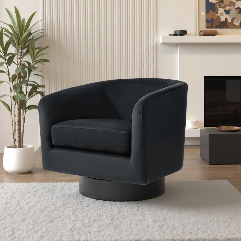 Modern Upholstered 360 degree Swivel Accent Arm Chair - 31" W × 29" D × 29" H - Black