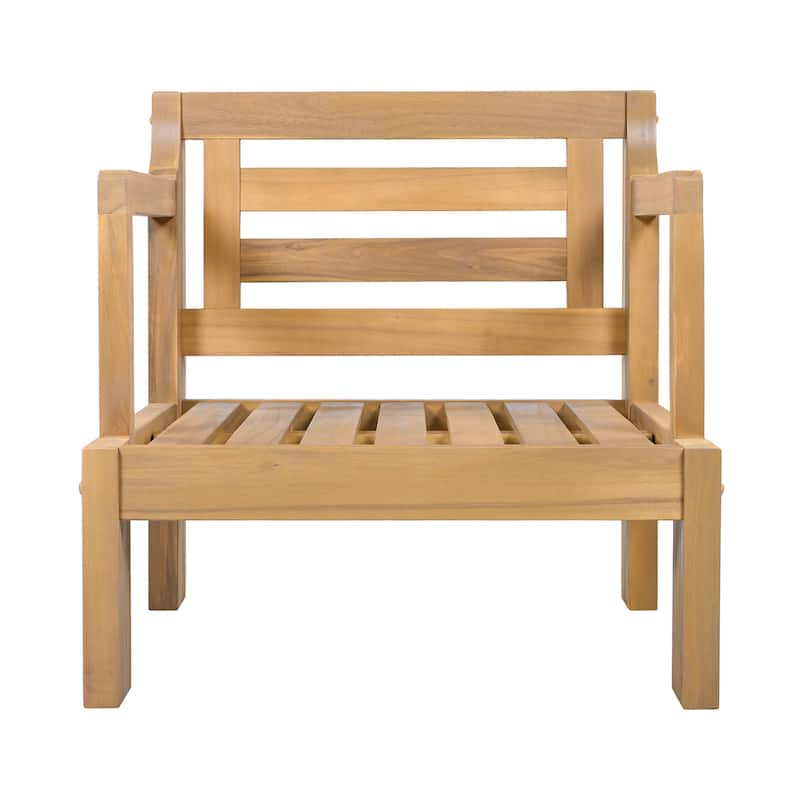 Christopher Knight Home - Modern Outdoor Acacia Wood Patio Club Chair Set with Removable Water-Resistant Cushions, Set of 2