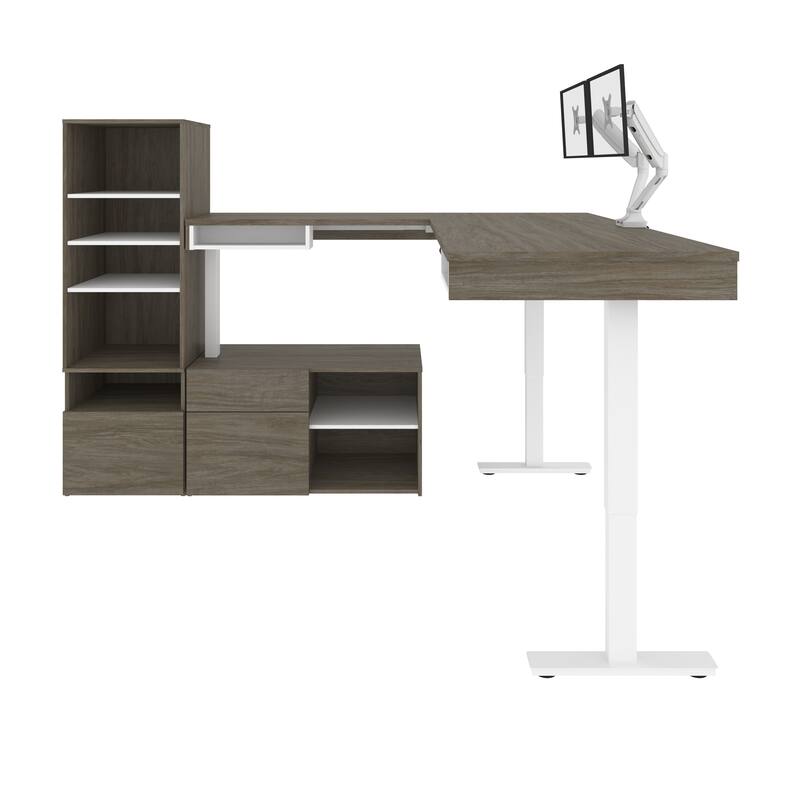 Viva 72W L-Shaped Standing Desk with Monitor Arm and Storage by Bestar