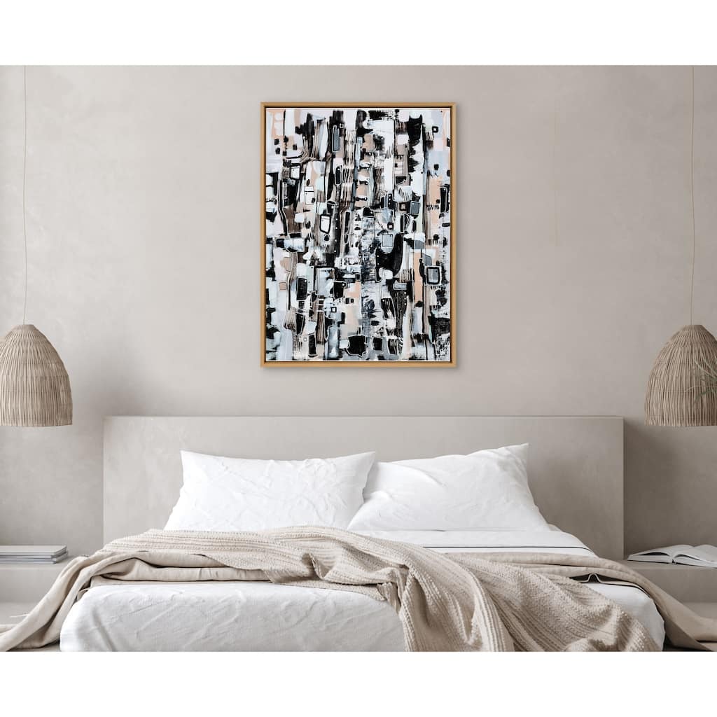 Kate and Laurel Sylvie Snowfall Seattle Framed Canvas by Leah Nadeau