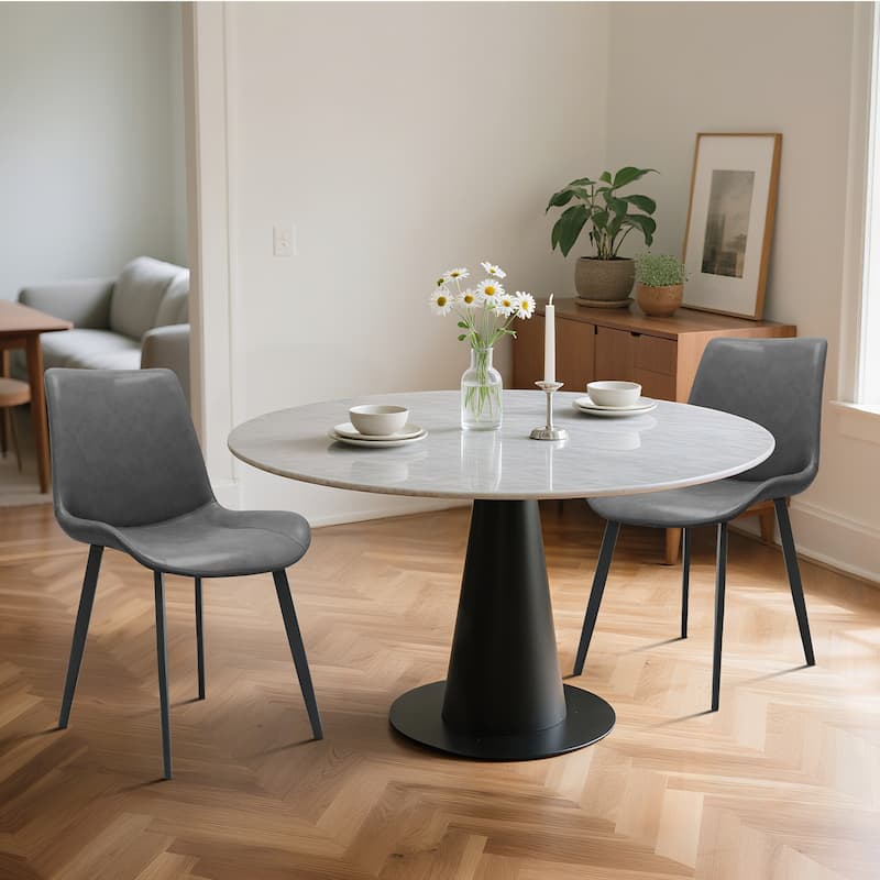 PU Leather Dining Chair with Metal Legs, Modern Upholstered Chair Set of 4 for Kitchen, Restaurant, Living, Meeting Room