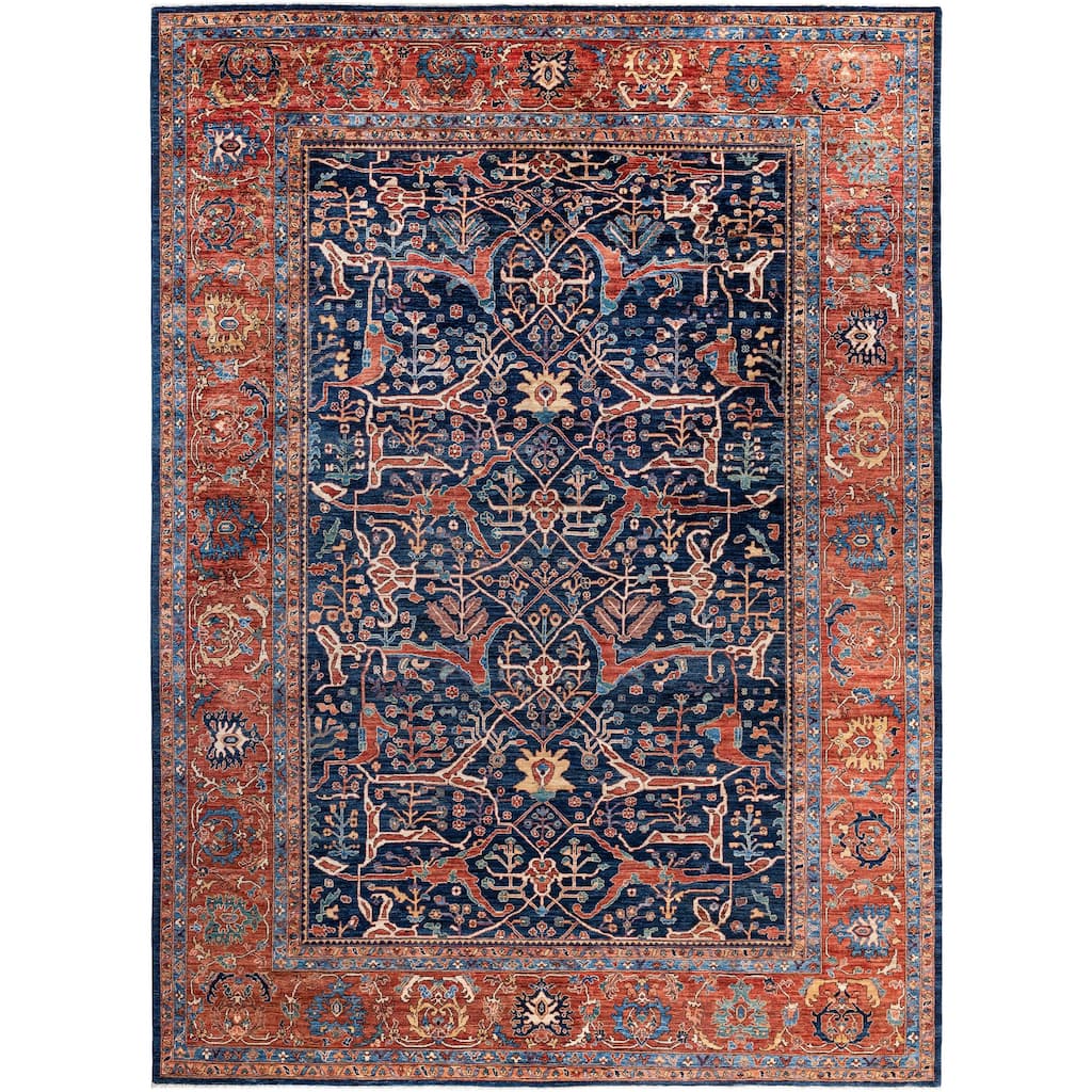 Serapi One-of-a-Kind Hand-Knotted Area Rug - Blue - 10' 0" x 13' 8"