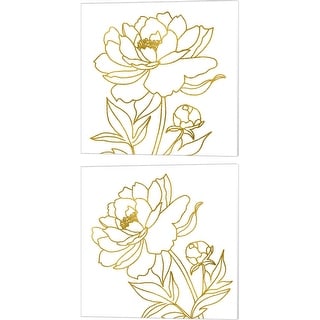 Elizabeth Tyndall 'Gold Floral' Canvas Art (Set of 2)