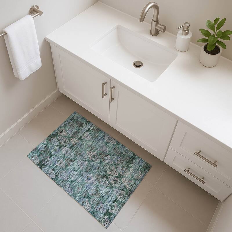 Premium Washable Super Soft Boho Medallions Mayfield Rug - Emerald - 1'8" x 2'6"