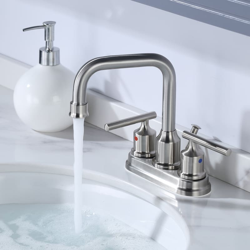 WOWOW 4 in. Centerset Double Handle Bathroom Faucet