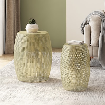 Brushed Steel Nesting Tables - Industrial Open Frame Duo‌