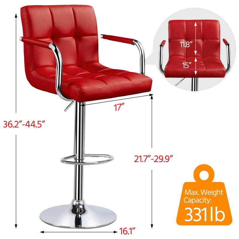 Yaheetech Bar Stools with 360-Degree Swivel and Adjustable Height- Set of 2