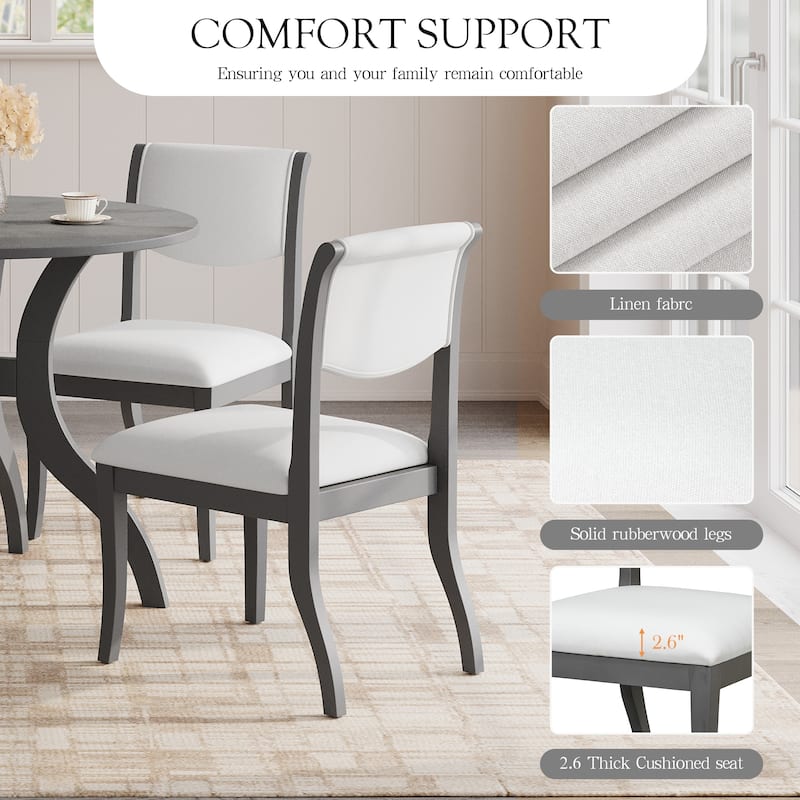 Breakfast Nook Round Dining Table Set with 2 Upholstered Side Chairs