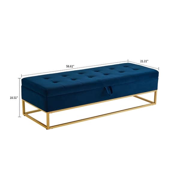 dimension image slide 1 of 5, Modern Velvet Upholstered Storage Bench with Flip-Up Seat Top