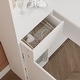 preview thumbnail 12 of 18, Modern White Manicure Table with Built-in Nail Dust Collector and Storage Drawers, Tempered Glass Shelf