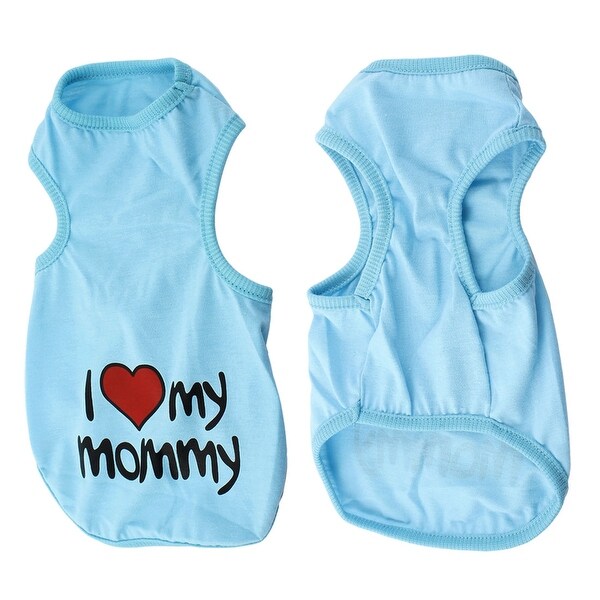 Shop Blue Letter Pattern Pet Dog Chihuahua Clothes Vest T Shirt