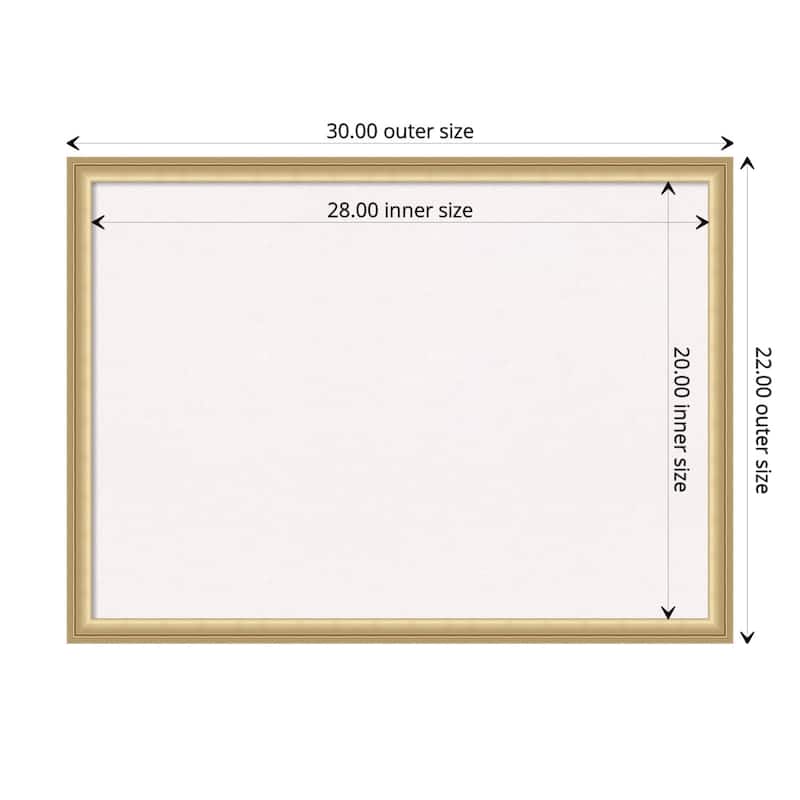 Florence Framed White Corkboard Bulletin Board - Florence Gold - Board Size 28x20
