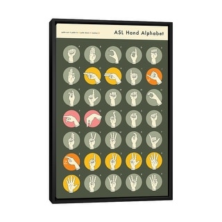 iCanvas "Sign Language Hand Alphabet (Grey Version)" by Jazzberry Blue ...