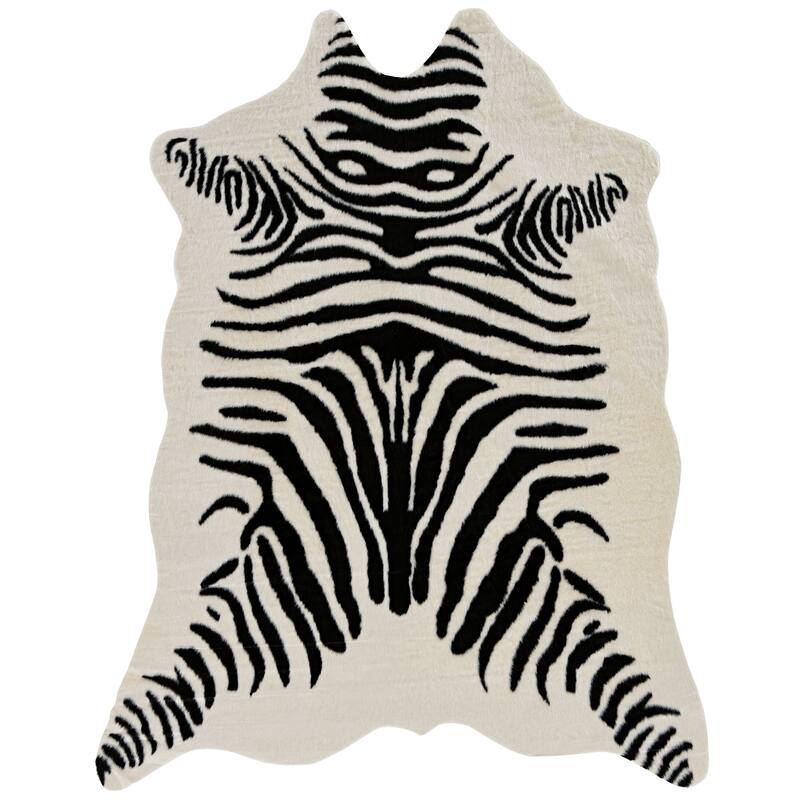 Faux Cowhide Area Rug - 5' x 6'6" - Ivory/Black