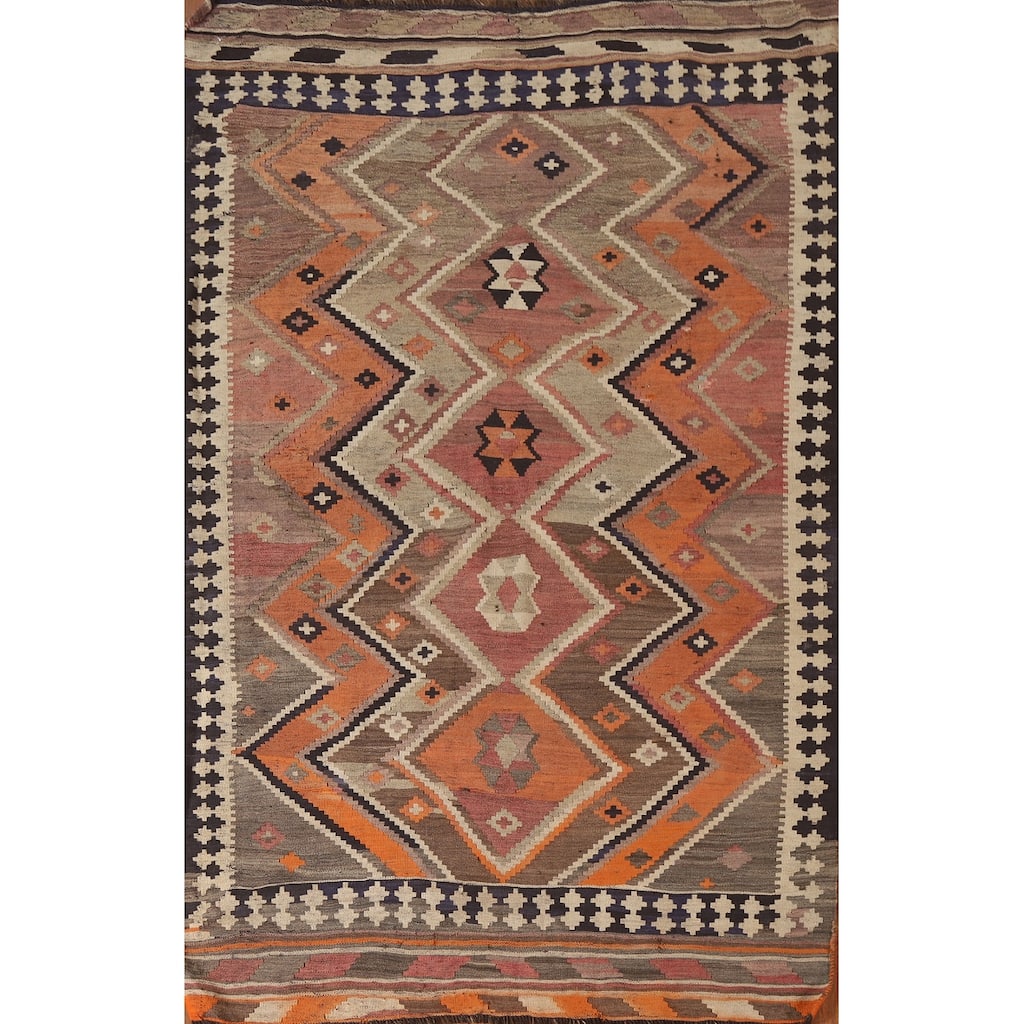 Flatweave Vegetable Dye Kilim Persian Vintage Area Rug - 4'9"x 7'7"