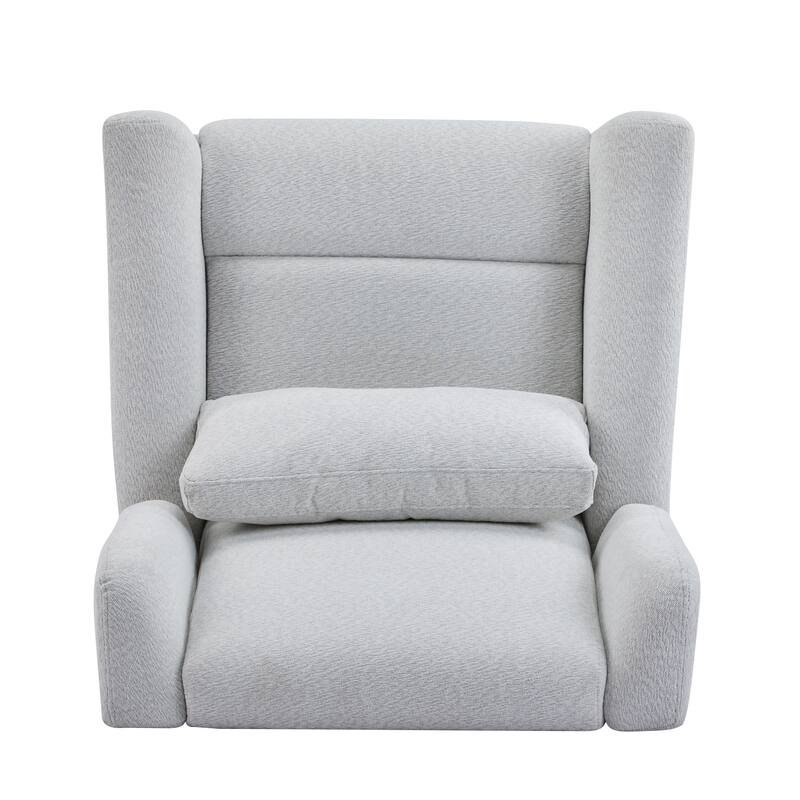 Boucle Fabric Power Recliner Chair, Swivel Armchair with Adjustable Backrest, Modern Swivel Recliner with Thick Cushion