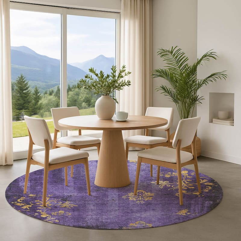 Premium Washable Super Soft Modern Glam Mayfield Rug - Purple - 8' x 8'