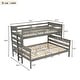 preview thumbnail 56 of 68, Wooden Bunk Bed with Ladder & Guardrails, Solid Wood Low Bunkbeds, can be Convertible into 2 Platform Bedframe