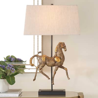 Gracewood Hollow Iron Gold Horse Table Lamp