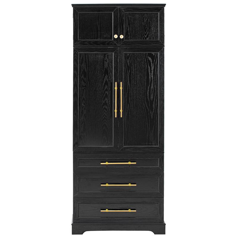 78.2" Tall Farmhouse Pantry Cabinet - 8 Door Shelves, 3 Drawers & Adjustable Shelves, Kitchen Storage Cupboard