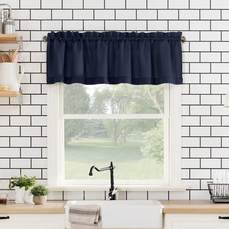 No. 918 Martine Microfiber Semi-Sheer Rod Pocket Kitchen Curtain Valance and Tiers Set