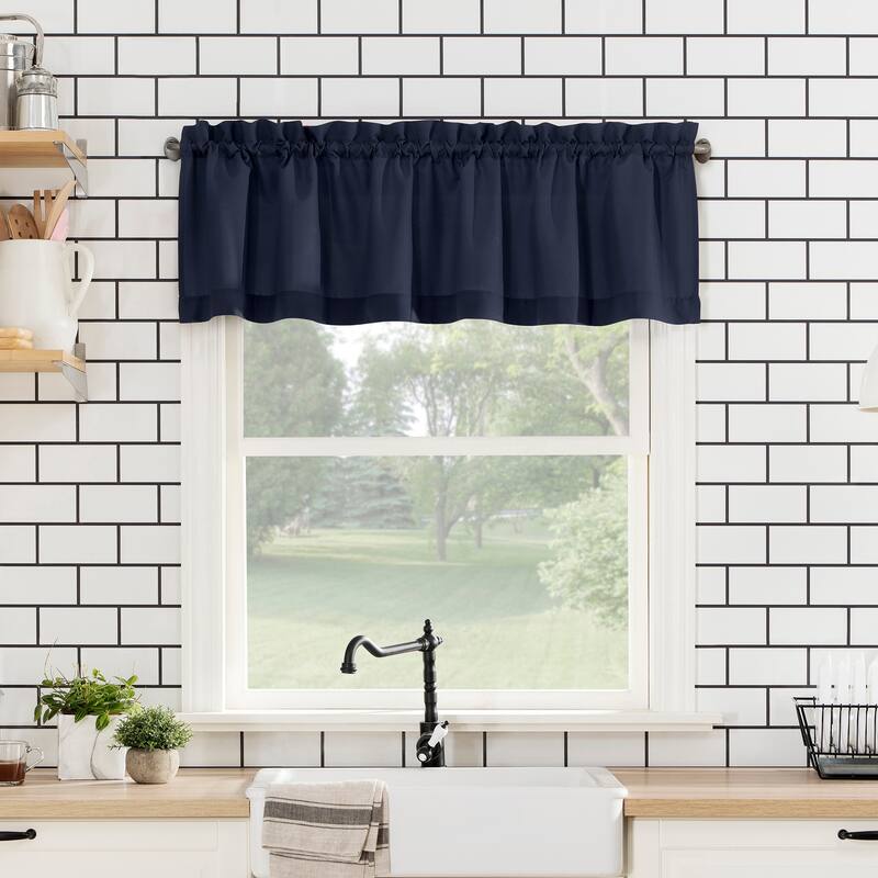 No. 918 Martine Microfiber Semi-Sheer Rod Pocket Kitchen Curtain Valance and Tiers Set