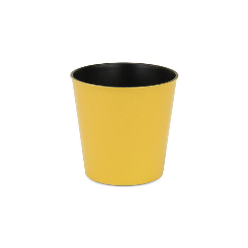 HomeRoots 7" Yellow Recycled Plastic Indoor Outdoor Round Pot Planter