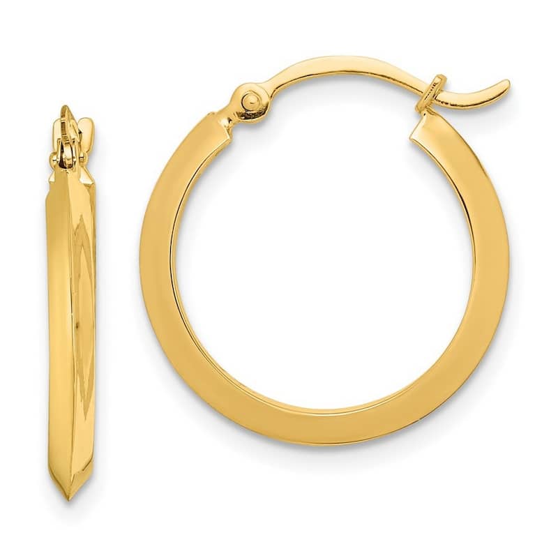 Curata 10k Yellow, White or Rose Gold 2.25mm Polished Knife-edged Hoop Earrings - 19.5mm 26mm