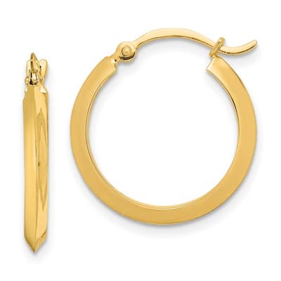 Curata 10k Yellow, White or Rose Gold 2.25mm Polished Knife-edged Hoop Earrings - 19.5mm 26mm
