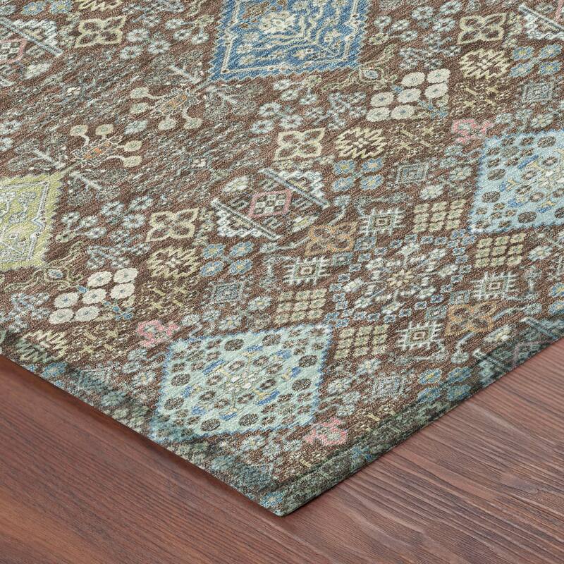 Machine Washable Indoor/ Outdoor Boho Panel Chantille Rug