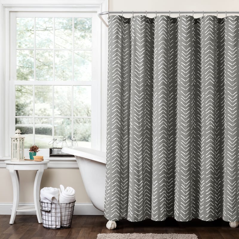Lush Decor Hygge Modern Arrow Linen Look Shower Curtain Single -  Dark Gray - 72" X 72"