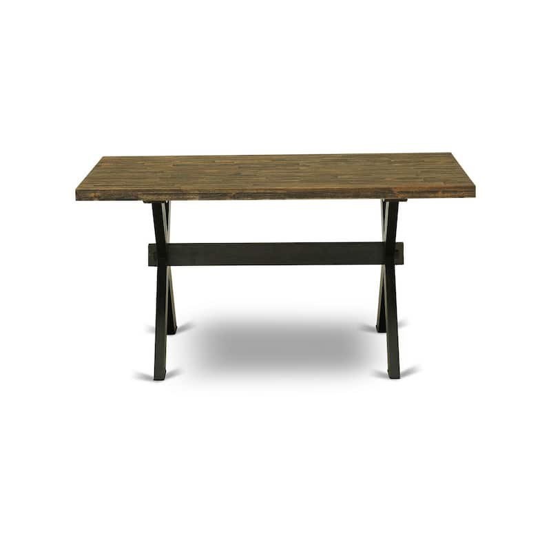 HomeStock 5-Piece Distressed Jacobean Finish Solid Wood Top Dining table with 4 Chairs