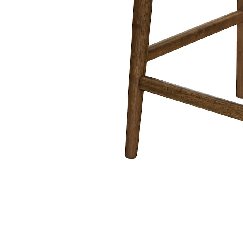 Christopher Knight Home - Arno Mid-Century Modern Upholstered Counter Stool with Rope Back and Solid Wood Frame Set - 21"W